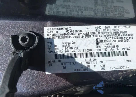 2013 Ford Focus Se from USA, damaged, VIN 1FADP3K25DL111442